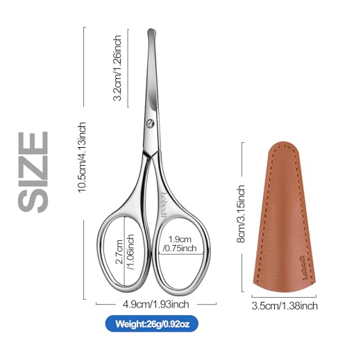 nose hair scissors, 4.1 -inch Safety Rounded Tip, silver - color: Silver