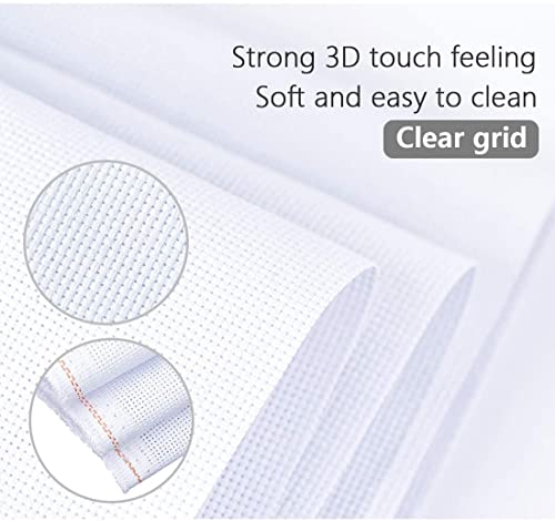 Cross Stitch Aida Fabric 14 Count, 59 by 39 Inch Large Size, Classic Reserve Cross Stitch Aida Cloth for Home DIY Embroidery Decoration - color: White, size: 14 CT 59 x 39In