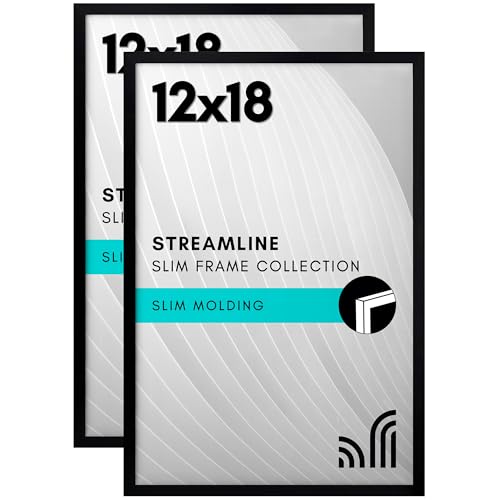 Americanflat 12x18 Poster Frame 2-Pack - Slim Molding - Black - size: 12x18