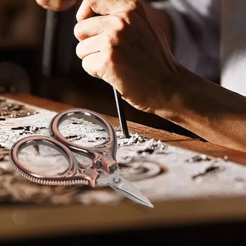 Stainless Steel Scissors Little Portable Vintage Embroidery Scissors for Sewing Crafts Artwork Cross Stitch Cutting Handmade DIY Tools(Red bronze) - color: Red Bronze