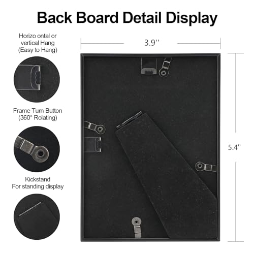 BKABOT 3.5x5 Black Picture frame 3 Pack HD Glass Mat 2.5x3.5 Wall Table - color: Black, size: 3.5x5