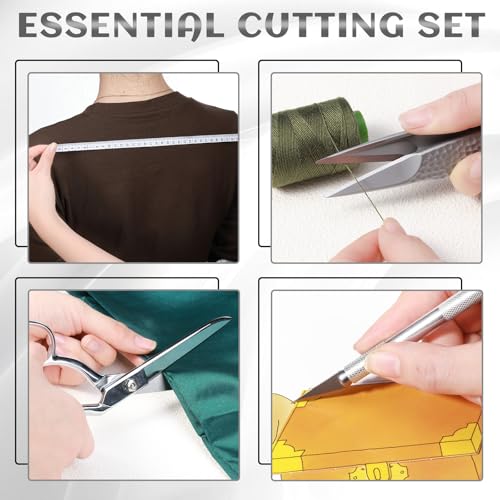 6 Pcs Fabric Scissors Tailor Sewing Shears Set 8 Inch Tailor Scissors Embroidery Knife with Carving Knife Seam Ripper for Fabric Leather Cutting Home Office Sewers Tailors Craftsmen