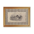 Wojuin Farmhouse Duck Swimming Framed Canvas Wall Art with Plaid 12x16 inch - color: Duck, size: 16"L x 12"W