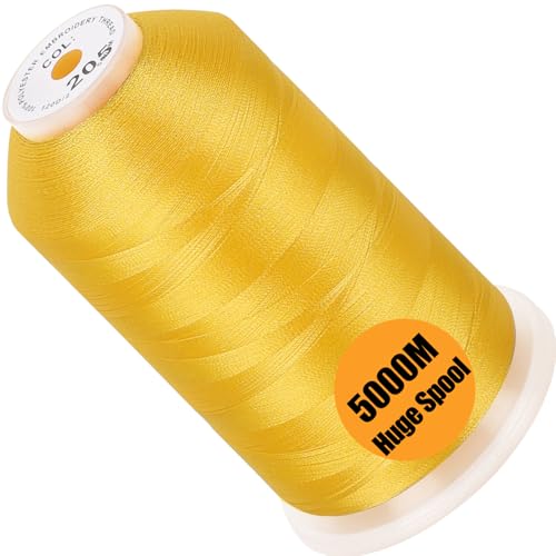New brothread 5000M Huge Spool Embroidery Machine Thread - Yellow - color: Yellow-205