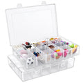 2 Pack 24 Grids Clear Plastic Bead Organizer Box, Fishing Tackle Box Compartment Organizer with Adjustable Dividers for Jewelry, Art Craft, Bead Storage Containers