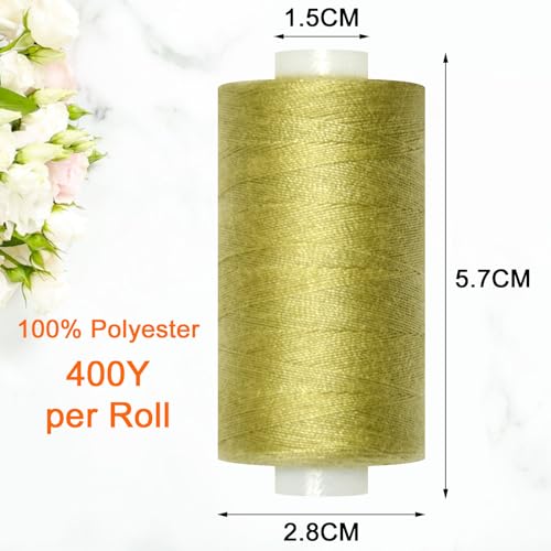 All Purpose Sewing Thread-2 Spools of Hand Polyester Sewing Thread for Sewing Machine for Hand and Machine Sewing(Lt Khaki Green, 2 spools) - color: Lt Khaki Green