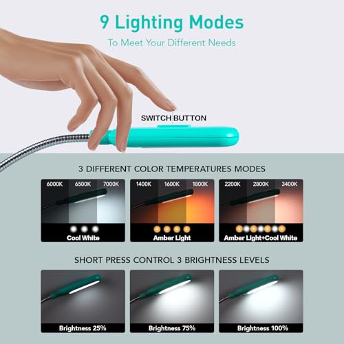 VAVOFO Rechargeable Book Light, Blue Light Blocking, Amber 1600K Clip On Reading Light, Eye Care 7 LEDs Kids Book Light for Reading in Bed with Power Indicator for Bookworms (Emerald Green) - size: 1-Pack Emerald Green