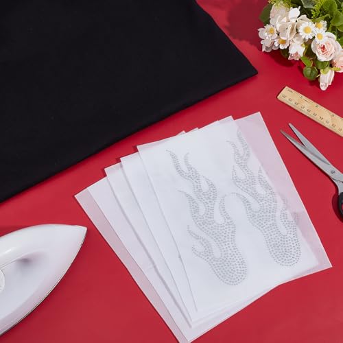 12Pcs 8.27x2.95 Inch Iron on Rhinestone Flames Transfer Glitter Flame Rhinestones Patches Sparkling Hotfix Flame Crystal Sticker Applique for Clothing Tote Bag DIY Art Craft Gifts - size: 21x7.5cm