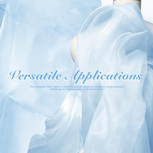 Manyshofu Baby Blue Organza Fabric by The Yard, 60 Wide (1 Yard) - color: Baby Blue, size: 1 Yard