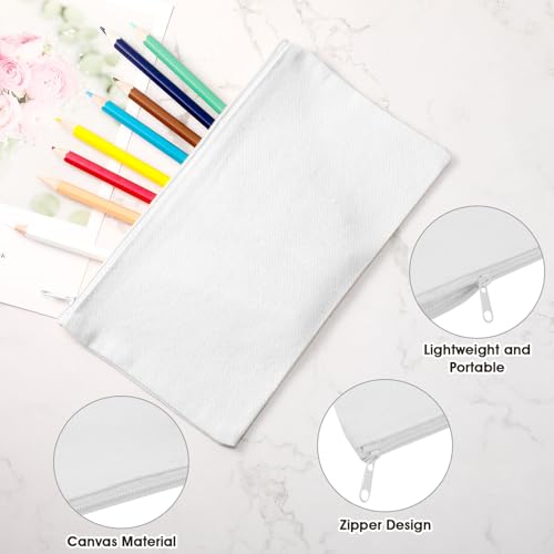 Shappy 40 Pieces Canvas Pouch Zipper Pen Makeup Cosmetic Bag, Pure White - color: Pure White