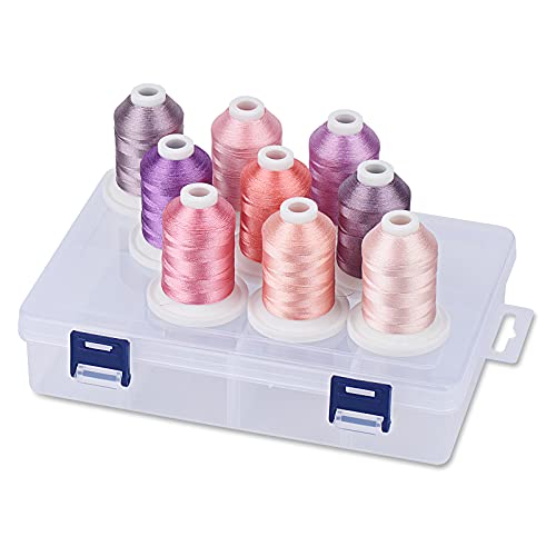 Simthread Embroidery Thread with Storage Box - 800 Yards/Spools - color: Pink & Purple Colors