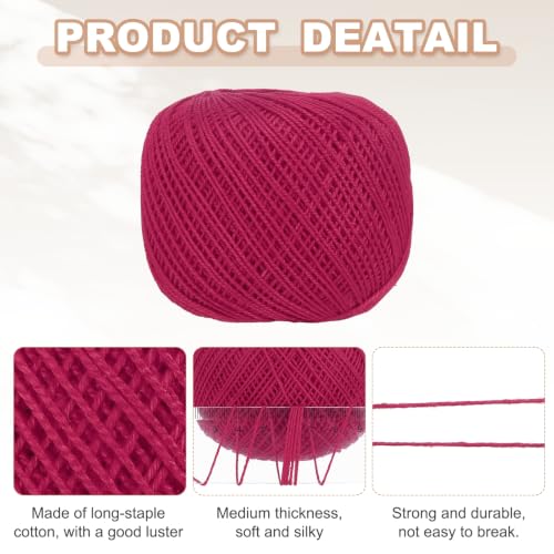 MECCANIXITY Crochet Thread Pearl Cotton Size 3 Dark Red 2 Rolls - color: Dark Red