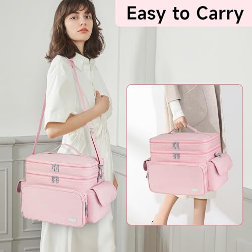 LEFOR·Z Large Sewing Supplies Organizer Bag(13 x 8 x 9 in),Sewing Basket - color: Pink