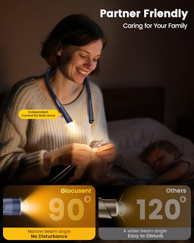 Glocusent Neck Light with Timer, 100 Hours Book Light for Bedtime Reading - color: Navy Blue