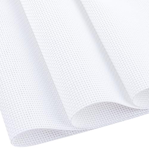 Cross Stitch Fabric 14 Count Aida Cloth 28 x 19 Inch Large Size Classic Reserve Cross Stitch Supplies Embroidery Fabric for Home DIY Craft Decoration Handmade, White - color: White, size: 14 CT 28 x 19In