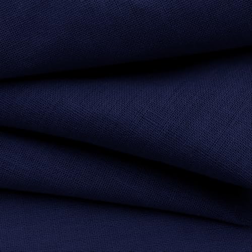 NSGZ Navy Blue Linen Cotton Fabric 1 Yard 61" Wide, Linen Cotton Blend - color: Navy Blue, size: 1 Yard