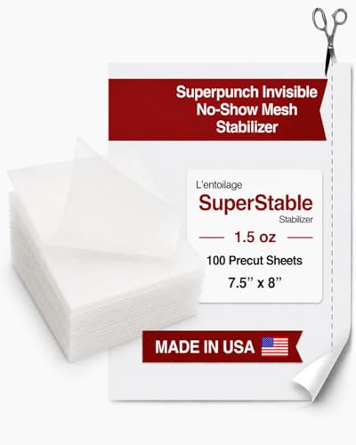 Superpunch No Show Mesh Stabilizer, 1.5 oz, White, 7.5 x 8 in, 100 Sheets - color: White, size: 7.5 inch x 8 inch, 100 Precut Sheets