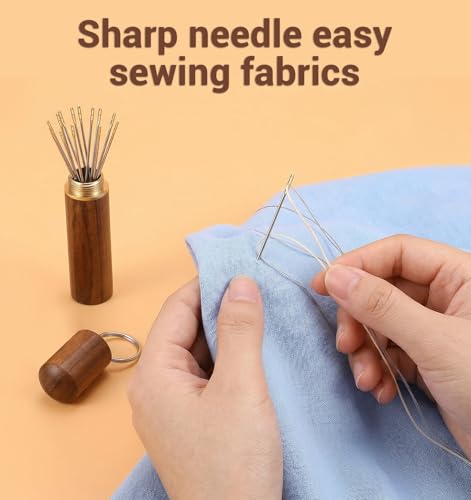 15 PCS Self Threading Needles for Hand Sewing, Easy Thread Needles for Hand Sewing with Metal Storage Tube, Stainless Steel Embroidery Sewing Needles (3.6, 3.8, 4.2 Cm)