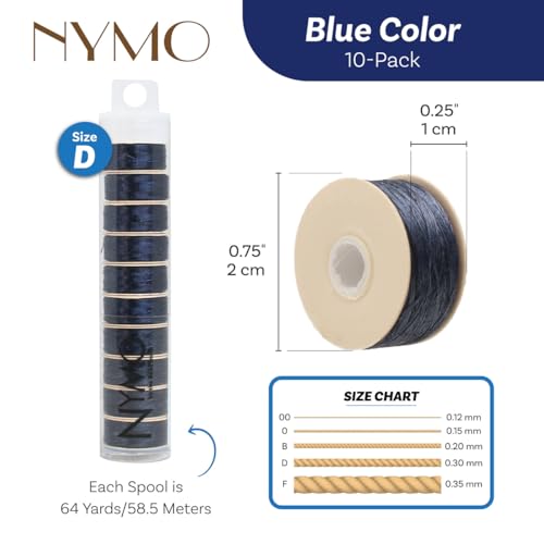 The Beadsmith Nymo Thread, Made of Nylon - size: Size D, 64 Yards, style: Blue