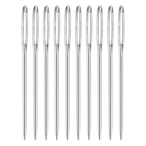 uxcell 50Pcs Large Eye Needles, 2.76" 1.6mm High Carbon Iron Embroidery Thread Needle Sewing Big Eye Needle Knitting Needles for Hand Sewing Art Crafts, Silver - size: 2.0x70mm