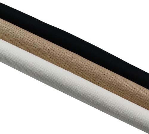 KCS 3 pc of 15" x 18"(38cmx45cm) 14 Count Cross Stitch Cotton Aida Cloth Needlework Rolled Fabric Box,14CT,Antique White+Khaki+Black - color: Antique White+khaki+black, size: 14CT