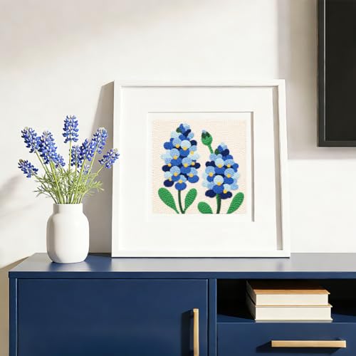 Doodlream Bluebonnet Flower DIY Punch Needle Embroidery Kit for Beginner - color: Blue Flower