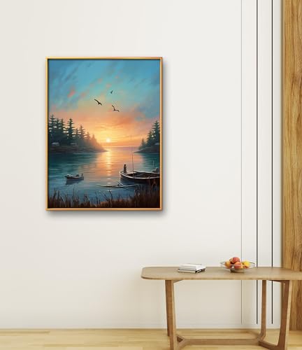 Leczany Cross Stitch Stamped Kit for Beginner - Beautiful Scenery by The Lake | DIY Embroidery Starter Patterns Craft Kit Needlepoint for Adults | 11CT, 3 Strands | 13x16.9 inches - color: 11CT Stamped kits,Beautiful Scenery by the Lake 13x16.9 inches