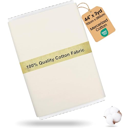 Craftido-19 Options-100% Cotton Fabric by The Yard in Solid Color 44”Wide by 3yd (9 ft) -Medium Weight 5.2 oz-Soft Cotton for Quilting, Sewing, Crafts, Binding, Backing and Lining - Ivory White - color: Ivory White