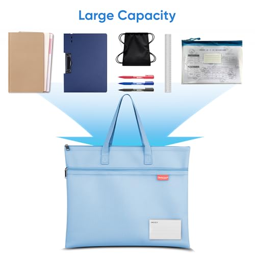 Wisdompro 14.1×11" Mesh Zipper Pouch with Handle, 3 Pockets File Bag-Blue - color: Blue