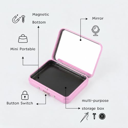 2Pcs Magnetic Needle Holder Case, Built-in Magnet Storage Box for Sewing Craft Knitting Embroidery Organizers, Secures Needles Pins Needlepoint Scissors Under 3.2inch/8.1cm(Pink) - color: Pink