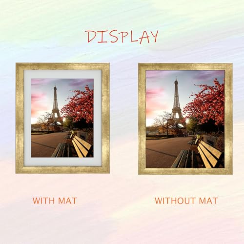 10x12 Photo Frame Gallery Picture frame with 8x10 mat,Freestanding and Wall Mountable,Gold - color: Gold, size: 10x12