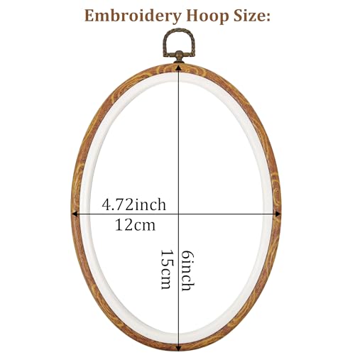 Oval Decorative Embroidery Hoop - 3 Pieces 6*4.72 inch Imitated Wood Cross Stitch Hoops Set, Resin Embroidery Frame for Display Sewing Craft Hanging Ornament - style: Oval-6*4.72inch-3pcs