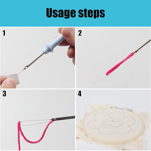 Allazone 4 PCS Punch Needle Kit, Embroidery Kit for Beginners Adults, Punch Needle Embroidery Kit, Handcraft Punch Needle Kits, Love and Flowers - color: love
