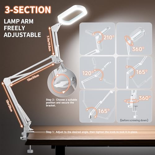 10X Rectangle Magnifying Lamp, Large Magnifying Light with 5 Color Modes - color: White