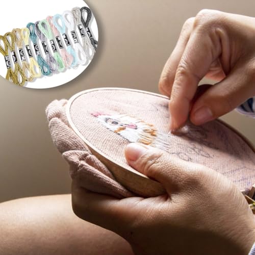 12 Skeins Metallic Hand Embroidery Floss Glitter Friendship Bracelet String Colorful Sparkly Polyester Cross Stitch Thread Bulk Set for Sewing Crafts Jewelry Bracelets Making DIY - color: Mixed Color