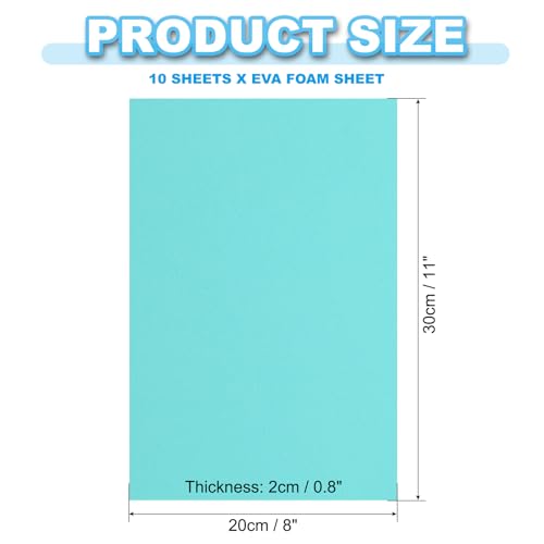 PATIKIL EVA Foam Sheet 10Pcs 12x8 Inch 2mm Thick Azure Color - color: Azure Color