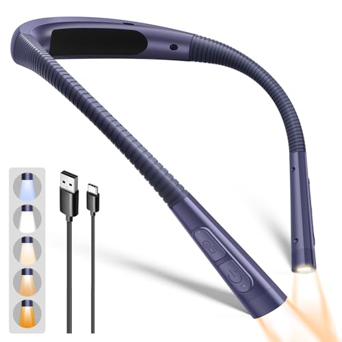 Glocusent Upgraded Neck Light,100Hrs Slimmer Reading Light for Books in Bed - color: Blue