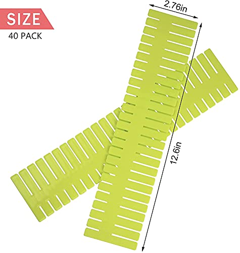 40Pcs Drawer Dividers, Adjustable Drawer Organizer for Socks, Underwear, Makeup, Can Help Tidy Kitchen, Bedroom, Dresser Green - color: Green, size: 40Pcs