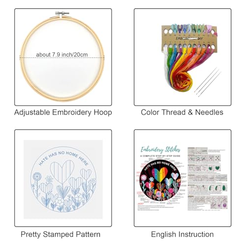 Louise Maelys LGBT Love Embroidery Kit for Beginners, Flower Pattern - color: kit-25