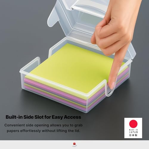 JapanBargain, Japanese Origami Paper Storage Box, Fits 6-inch Folding Paper up to 400 Sheets, Clear Plastic Craft Organizer for Cardstock, Stamps, Sewing Kit Tools, Made in Japan