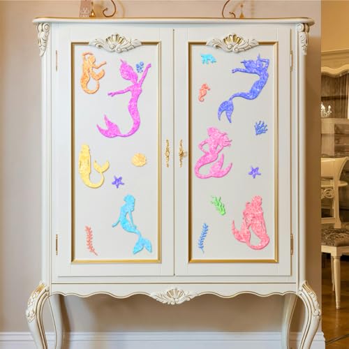 Peacoblue Colorful Mermaid Rub On Transfers for Furniture Craft 6"x12" - style: Colorful Mermaid