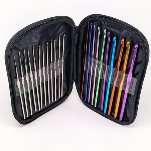 22PCS Aluminum & Stainless Steel Crochet Hooks Knitting Needles Craft Yarn - color: Multi-color