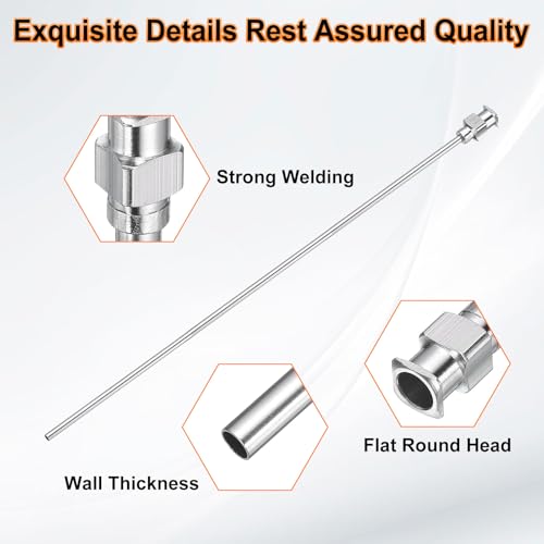 HARFINGTON 10pcs Dispensing Needles 14 Gauge 6 Inch Stainless Steel Blunt Tip Luer Connector for Refilling Glue Oil Thick Liquids Ink Lab Use, Silver - size: 14G 6"
