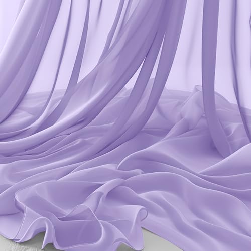 Horbaunal Lavender Chiffon Fabric by The Yard, 5 Yard Precut Sheer Fabric - color: Lavender, size: 5 Yards