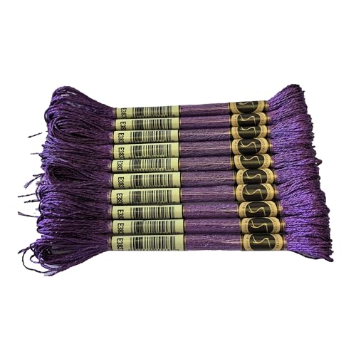 8 Meters 12 Strands Metallic Embroidery Floss Cross Stitch Needlework Thread, Metallic Purple, 10 Skeins - color: Metallic Purple