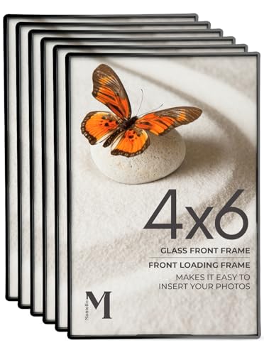 Mantello Front Loading Black Picture Frame - 4x6-Inch Photos -For Tabletop or Wall Decor - Artwork - 6 Pack - color: Black, size: 4x6 - 6 Pack