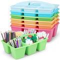 6 Pack Classroom Caddy with Handle, 6 Compartment (Pastel) - color: Pastel