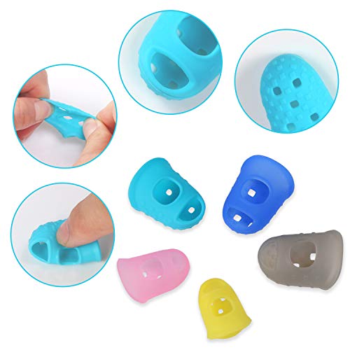 AUGSUN 50pcs Silicone Guitar Finger Guards 5 Sizes Fingertip Protectors