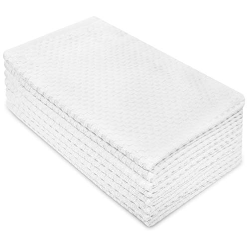COTTON CRAFT Amazing Kitchen Towels - 8 Pack 100% Cotton Waffle Terry Towel - color: White, size: 8 Pack