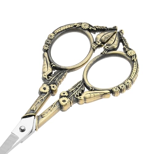 dophee Retro Stainless Steel Sewing Embroidery Scissors with Leather Cap